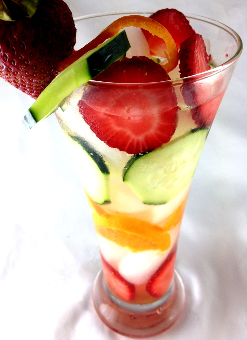 Tangerine Cucumber and Strawberry Infused Water