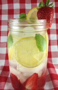 Strawberry, Mint, and Lemon Water Detox Drink