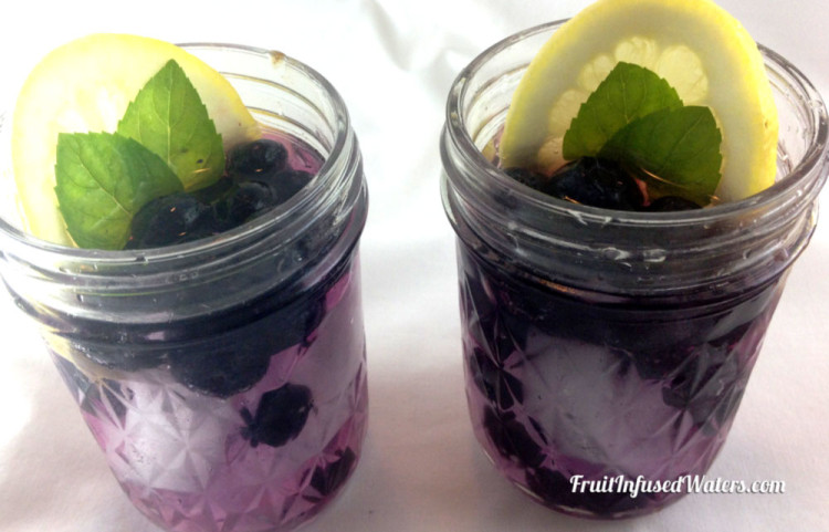 Lemon water with Blueberries and mint