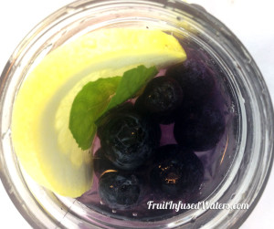 Lemon water with Blueberries and mint